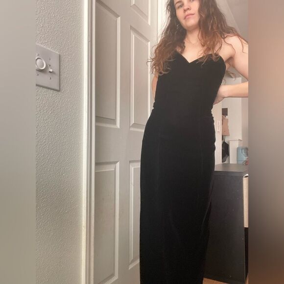 Vintage Anne Klein Velvet Strapless Formal Gown Black size Xsmall heart neckline - Picture 2 of 7